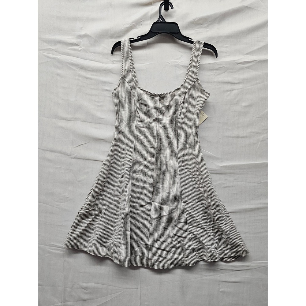 Universal Thread Womens Striped Mini Dress Brown Linen Blend Casual Size Small